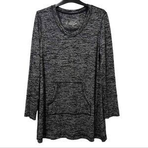 Soma Black Marbled Loungewear Top with Kangaroo Pockets